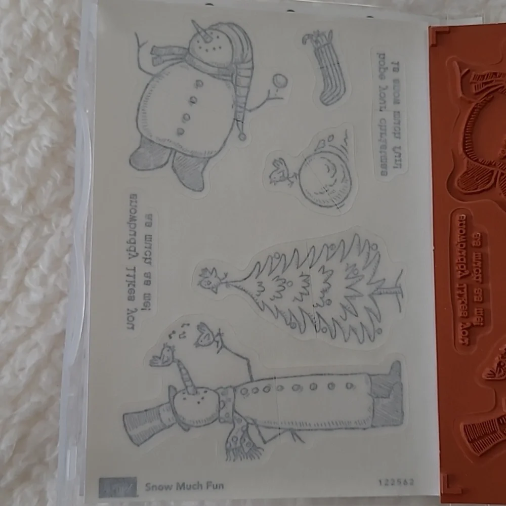NEW Stampin' Up! Snow Much Fun Snowman Snowball Retired Holiday Stamp Set 7 Pc